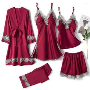 Women's Sleepwear Satin Sexy Bride Bridesmaid Wedding Robe Set Sleep Suit Nightwear Intimate Lingerie Lace Summer Homewear