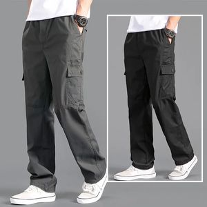 Męskie dżinsowe spodnie ładunkowe luźne proste ubranie męskie, solidne szare wszechstronne noszenie czarnych joggerów bawełny swobodny męski spodnie 230927