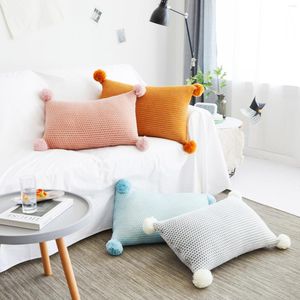 Pillow Nordic Knitted Cover Waist Back Car Travel Office Sofa Home Soft Accessories Block
