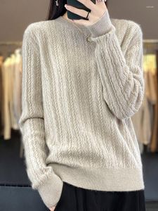 SWEATER SWEATER KOBIETA jesienna zima 2023 Luksusowe wełniane wełniane wełny O luz luźne estetyczne odzież dzianina grube ciepło