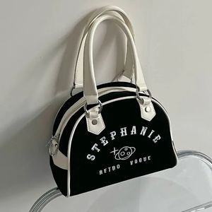 Sacos de noite Y2K Vintage Mulheres Coreanas Moda Harajuku Menina Preto Saco de Mão Senhoras Elegantes Bolsas Bolsa Crossbody Boston Tote Bags 230927