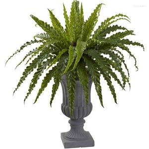 Decorative Flowers Birds Nest Fern Artificial Plant With Urn Green