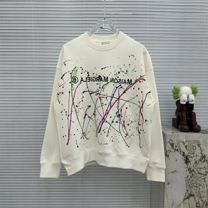 Herren-Kapuzenpullover, Sweatshirts, Hosen, MM6, Mode, Schaumstoff, bedruckt, gespritzte Tinte, langärmelig, reine Baumwolle, High Street 1, lässige Pullover-Oberteile 230928