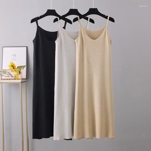 Casual Kleider HLBCBG Frühling Sommer 2023 Frau Gestrickte Tank Kleid Lange Leibchen Weste Frauen Lose Kaschmir Maix A-line