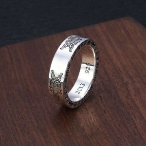 S925 Sterling Silber Schmuck Personalisierter Einfacher Heiliger Schwert Kreuz Blumen Buchstabe Chrom Herzen Ring Thai Silber Tidal People Ring