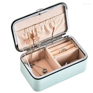 Jewelry Pouches 2X Organizer Display Travel Case Boxes Portable Box PU Leather Grids Necklace Earrings