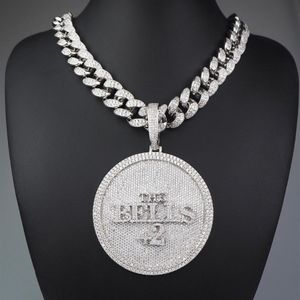 Iced Out Number 44 Large Size Diamond Round Pendant Necklace 18K Gold Plated Mens HipHop Bling Jewelry Gift300j
