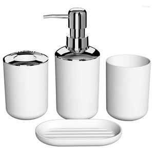 Badzubehör-Set, 8-teilig, Kunststoff, Badezimmer-Toilettenbürstenzubehör mit Zahnbürstenhalterbecher (weiß)