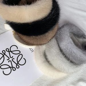 Bandanas Durag Ankomst Kvinnor Luxury Winter 100 Real Mink Päls pannband Högkvalitativ hårband Lady Hoop Furry Gift 230927