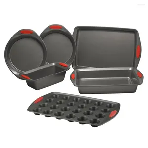Electric Ovens Nonstick Oven Lovin' Bakeware Set 6-Piece Gray With Red Handles