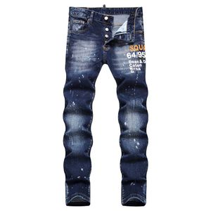 Джинсы мужские, эластичные, мужские, модные, облегающие, потертые, мотоциклетные, джинсовые, брюки в стиле хип-хоп, 10200