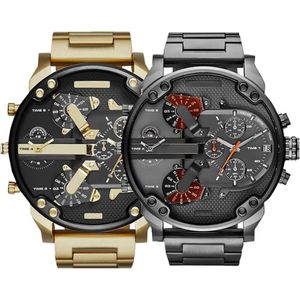 판매 스포츠 군용 남성 시계 50mm 대형 다이얼 골든 스테인리스 스틸 패션 워치 남자 고급 손목 시계 reloj de lujo245x