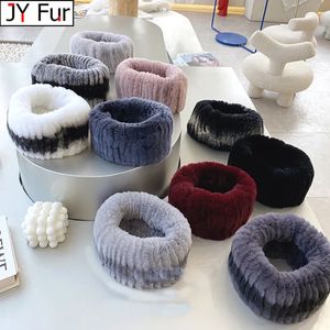 Bandanas Durag Winter Furtons dla kobiet dzianinowy szalik królika Rex prawdziwy owinę głową ciepło Ucha EST Fashion Hairband 230927