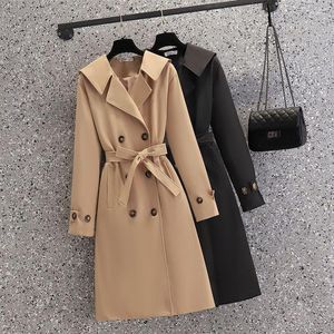 Kvinnors dike rockar Spring Women Long Coat Fashion Korean Streetwear Autumn Loose Windbreaker Raincoat 2023 Casual Elegant Outerwear H118