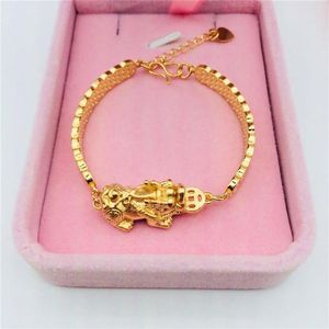 Pixiu pulseira vietnã areia ouro jóias latão banhado a ouro jóias cobre moeda padrão pixiu pulseira fashion219i