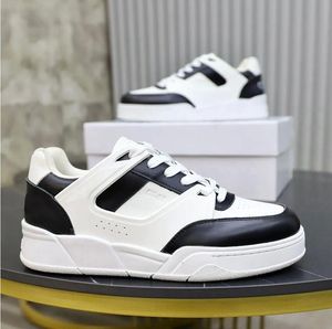 Spor Sneaker CT-07 Erkekler Düşük Üst Beyaz Siyah Calfskin Deri Kaykay Spor Ayakkabıları Beyaz Siyah Gri Mavi Kumaş Astar Dairesel Tasarımcı Spor ayakkabıları