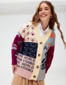 Kvinnors tröja 2023 Autumn/Winter New Vintage Jacquard Women's Knitwear Fashion Casual Women's Sweater Cardigan