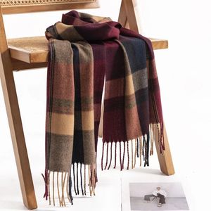 Lenços grande xadrez imitação cashmere cachecol inverno homens comutando pescoço frio moda quente xale sarja comprimento médio 230928