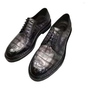 Dress Shoes Yingshang Arrival Men Formal Shoe Crocodile Leather Belly Grey