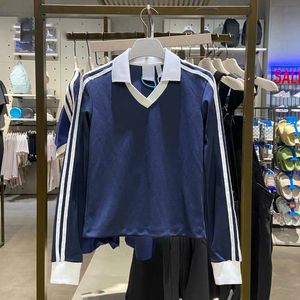 春/秋のターンダウンカラーコットンポロTシャツ女性プルオーバーカジュアル長袖ニットTシャツルーズレディーストップススウェットシャツ