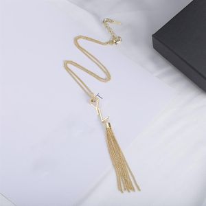 Kvinnor Tassels Necklace Pendant Gold Designer Halsband smycken Mens Golden Necklace Womans Beads Chain Jewellry Love Gifts Wedding303p