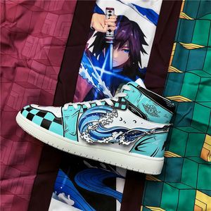 Dress Shoes Men Anime Demon Slayer Sneakers Cartoon Tanjirou Cosplay Women Casual High Top Shoe Running 230927