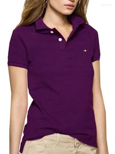 Kobiet Polos Panie Summer Bawełna Bawełna Lapowa koszula Polo Casual Hafted Flag Logo Wysokiej jakości Slim T-shirt TOP TEE 4XL