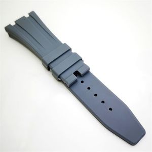 27mm grå färggummi klockband 18mm fällbara spännstorlek AP -band för Royal Oak 39mm 41mm Watch 15400 15390248M