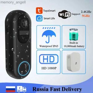 Doorbells Inteligentne dzwonek do drzwi z kamerą Wi -Fi Wodoodporną noktowizor inteligentny dom Tuya WiFi do drzwi 1080p FHD Obsługa aparatu 2,4 GHz 5 GHz WiFi YQ230928