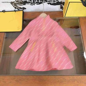 fashion Letter printed jacquard dress for girl designer Half zip design Kids frock Size 110-160 CM Long sleeved Child skirt Sep25