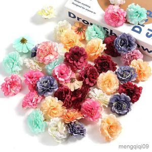 Juldekorationer 10/20/50st Rose Artificial Flowers 4,5 cm Flower Head For Christmas Wedding Decoration Home Decor Craft Garland Accessories