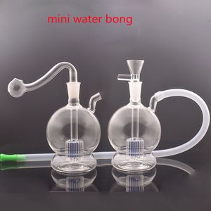 Großhandel 2style Mini billig Shisha Buntes Glas Ölbrenner Rohr Wasser Tabak Dab Rig Bong zum Rauchen mit 10mm männlichem Kopf und Silikonschlauch