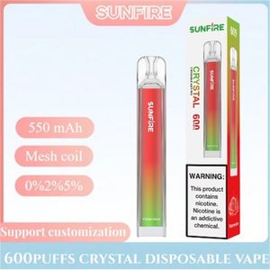 電子アトマイザーEタバコクリスタルバーVapeペン蒸気器の外観RGBライトサンファイア竜巻600パフ600チェコ共和国向けの事前に満たされたカート