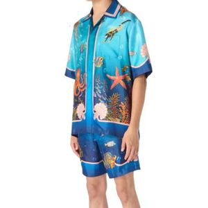 23SS Casablanca Beach Shirt Ocean World Submarine Print Shirt Loose Hawaiian American Style Shirt Casablanc