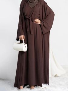 Ethnische Kleidung 2 Stück Abaya Kleid Set Marokko Muslim Abayas Frauen Kaftane Kleider Ramadan Dubai Türkei Lange Robe Femme Vestidos