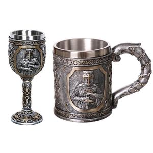 Kubki Medieval Templlar Crusader Knight Mug Suit of Armour the Cross Bein Tankard Coffee Cup304o