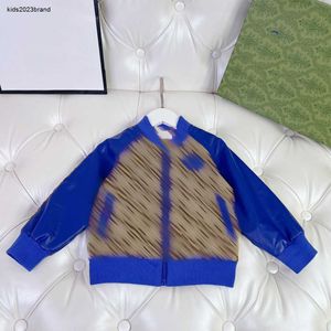 Autumn baby Coats Leather sleeve stitching design Kids jacket Size 100-150 CM Letter grid full print baseball uniform for boys Sep25