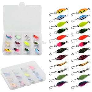 Betar lockar 24pcs12pcs fiskesked lockas 5g metallöring lockar med enkel krok gjutning bas jig bete sked fiske lure kit 230927