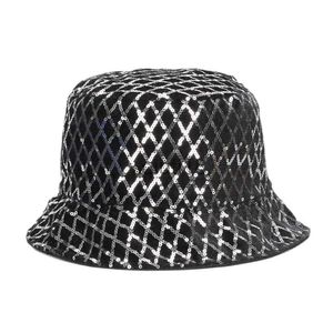 Ball Caps 2023 Fashion New Women Bucket Hat Reversible Double-Side-Wear Shiny Glitter Sequin Sun Cap for Travel Beach Unisex Outdoor Caps x0928