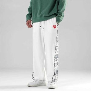 Men's Charles Peach Heart Side Bear Embroidered long shorts for men - Loose Fit, Breathable, and Casual Summer Capris
