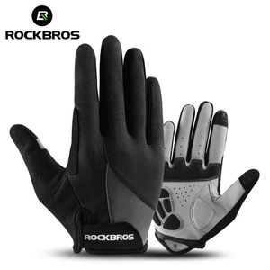 Перчатки с пятью пальцами ROCKBROS, велосипедные губчатые подушечки с длинными пальцами, мотоциклетные перчатки для велосипеда, горного велосипеда, перчатки с сенсорным экраном MTB 230928