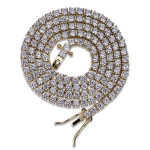 Hip Hop 3 mm 16–24 Zoll Kubikzircon Gold Silber 1 Reihe Micro Pave CZ Tenniskette Halskette Kupfer Schmuck Tropfen 211 Jahre