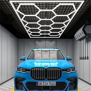 Sechseckige LED-Garagenleuchte, 120 lm/W, 672 W, 6500 K, superhelle Auto-Detaillierung, LED-Laden-Deckenleuchte für Lager, Werkstatt, Fitnessstudio, Keller, LL