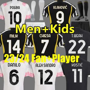 23 24 Futbol Formaları Cuadrado Chiesa Vlahovic Fan Oyuncu Sürüm 2023 2024 Bonucci Juventus Futbol Gömlekleri Kiti Maria Futbol Futbol Maglie Da Calsio Erkekler Erkekler Çocuk Seti