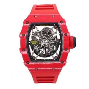 Richardmill Mechanical Automatic Watches Luxury Wristwatches Swiss Watch Series Mens Mens Series Carbon Fiber Automatic Mechanical Mens Watch RM3502 Red Devil wi