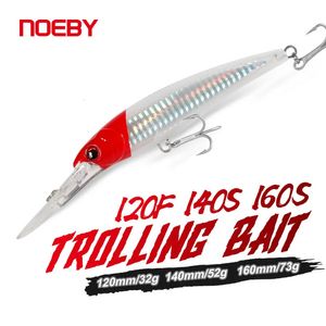 Iscas de iscas noeby trolling minnow pescing iscas 12 14 16cm 32 52 73g Wobblers flutuante flutuante isca dura para grande jogo de água de água salgada Lure 230927