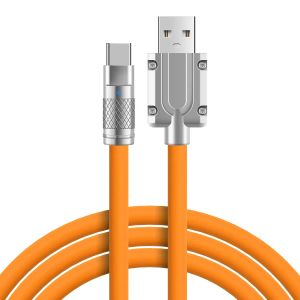 USB Charger Cable TypeC 120W 6A Data Cables Cord for Xiaomi Huawei Samsung Super Fast Charge Silicone Aluminum Alloy USB Line ZZ