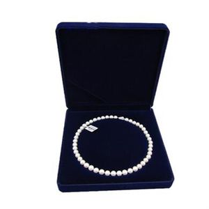 19x19x4cm Velvet smyckeslåda Lång pärlhalsbox presentförpackning rund form inuti mer färg för val blå259m