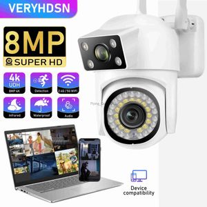 CCTV Lens 2.4G 5G HD 8MP PTZ Wifi Camera Four Screens Full Color Night Vision Security Human Detection Audio Tracking Surveillance Cameras YQ230928