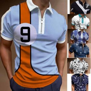 Designer de impressão Mens Estilista Polo Camisas de Luxo Homens Roupas de Manga Curta Moda Casual Homens Verão Camiseta Pulôver Zipper Camisetas Tamanho S-3XL